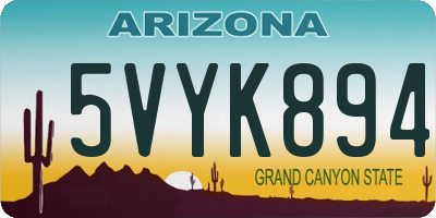 AZ license plate 5VYK894