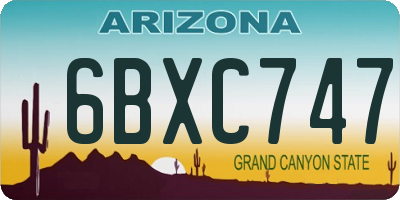 AZ license plate 6BXC747