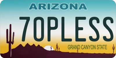 AZ license plate 7OPLESS