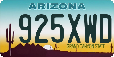 AZ license plate 925XWD