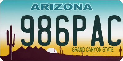 AZ license plate 986PAC