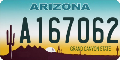 AZ license plate A167062