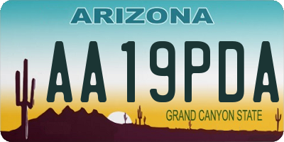 AZ license plate AA19PDA