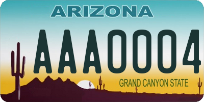 AZ license plate AAA0004