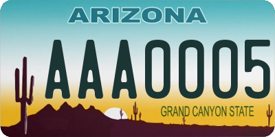 AZ license plate AAA0005