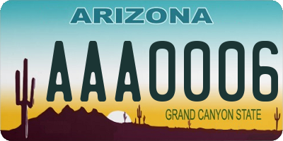 AZ license plate AAA0006