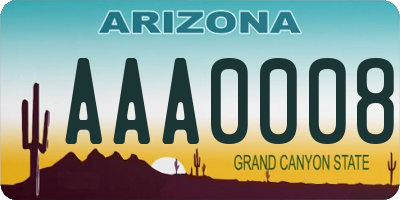 AZ license plate AAA0008