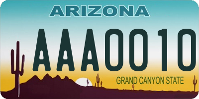 AZ license plate AAA0010