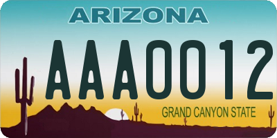 AZ license plate AAA0012