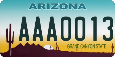 AZ license plate AAA0013