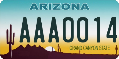 AZ license plate AAA0014