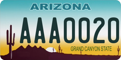 AZ license plate AAA0020