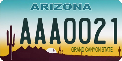 AZ license plate AAA0021