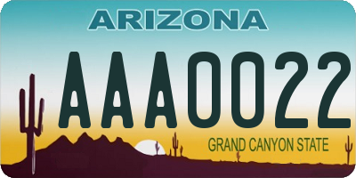 AZ license plate AAA0022