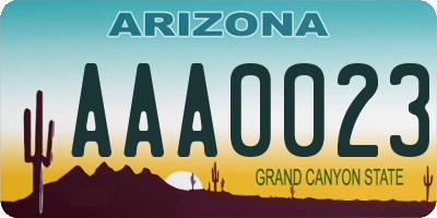 AZ license plate AAA0023