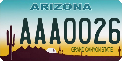 AZ license plate AAA0026