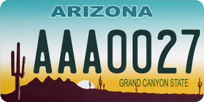 AZ license plate AAA0027