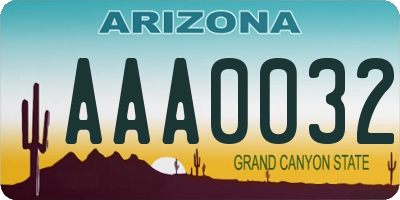 AZ license plate AAA0032