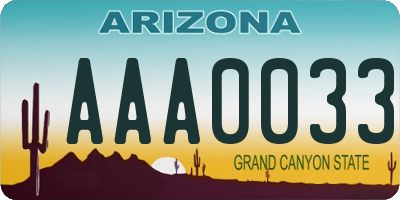 AZ license plate AAA0033