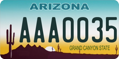 AZ license plate AAA0035