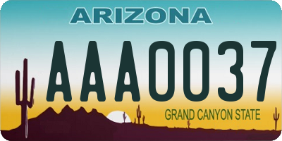 AZ license plate AAA0037