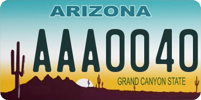 AZ license plate AAA0040