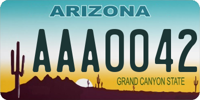 AZ license plate AAA0042