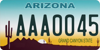 AZ license plate AAA0045