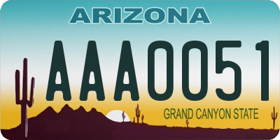 AZ license plate AAA0051