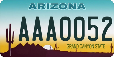 AZ license plate AAA0052