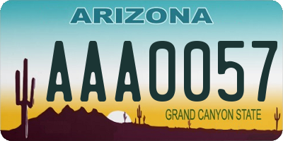 AZ license plate AAA0057