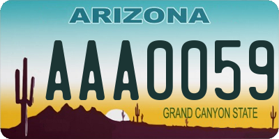 AZ license plate AAA0059