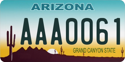 AZ license plate AAA0061