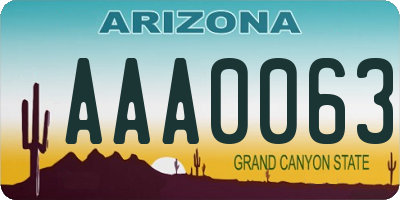 AZ license plate AAA0063