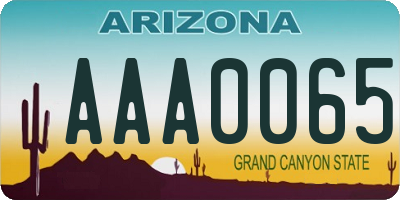 AZ license plate AAA0065