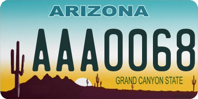 AZ license plate AAA0068