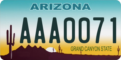 AZ license plate AAA0071
