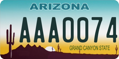 AZ license plate AAA0074