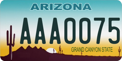 AZ license plate AAA0075