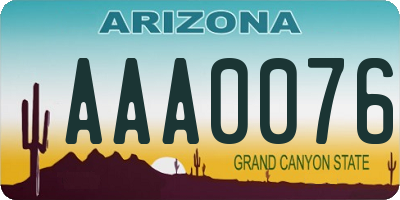 AZ license plate AAA0076