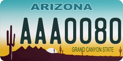 AZ license plate AAA0080