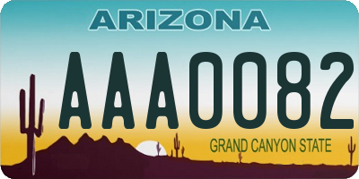 AZ license plate AAA0082