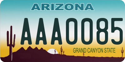 AZ license plate AAA0085