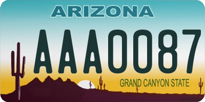 AZ license plate AAA0087