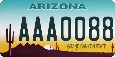 AZ license plate AAA0088