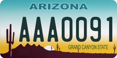 AZ license plate AAA0091