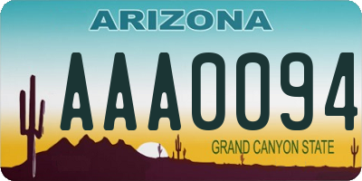 AZ license plate AAA0094