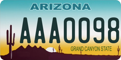 AZ license plate AAA0098