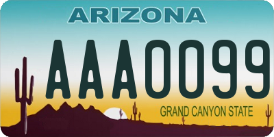 AZ license plate AAA0099