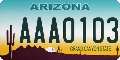 AZ license plate AAA0103